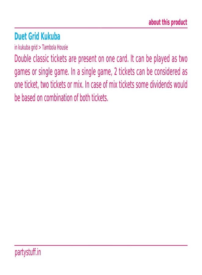 PartyStuff Summer Theme Tambola Housie Tickets - Classic Summer Background kukuba - Duet Kukuba (16 Cards) - Image 4